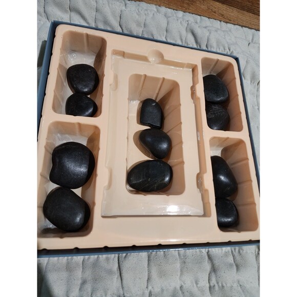 Hot Stone Massage Therapy Book and Basalt River Stones Kit Home Spa Open Package - Picture 4 of 6